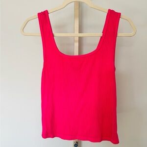 Sundry Hot Pink Ribbed Tank
